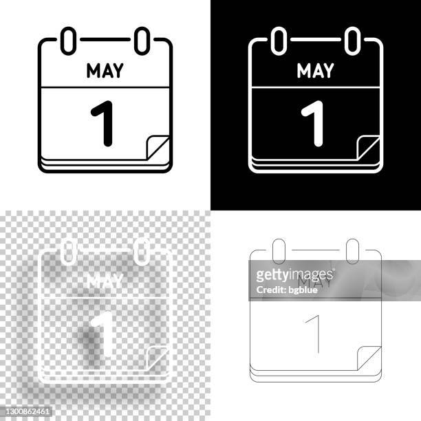 5月1日。用於設計的圖示。空白、白色和黑色背景 - 線條圖示 - may day international workers day 幅插畫檔、美工圖案、卡通及圖標