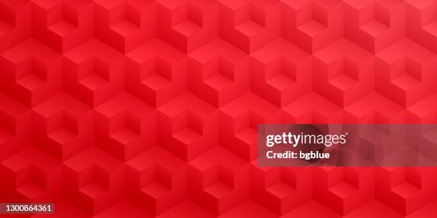 abstract red background - geometric texture - isometric cubes stock illustrations