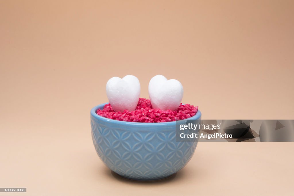 Blue and pink hearts - Seeds of love - San Valentin's day