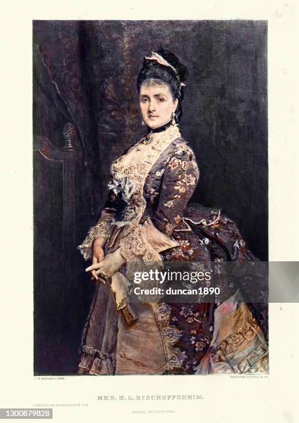 portrait of mrs bischoffsheim after sir john everett millais - fine art woman stock illustrations