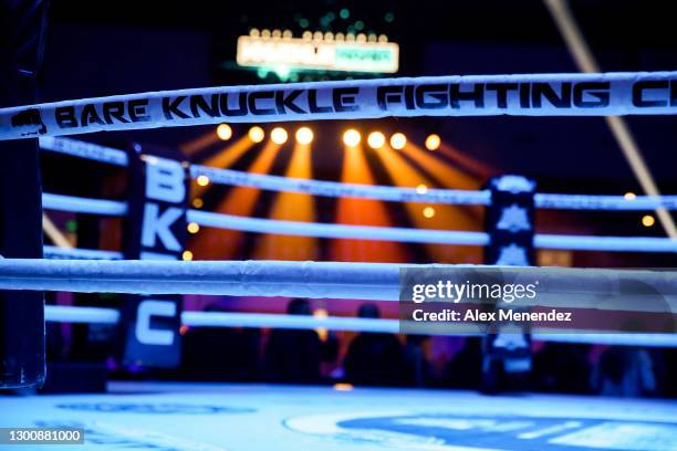 General view of the ring during the BKFC KnuckleMania event at RP Funding Center on February 5, 2021 in Tampa, Florida.