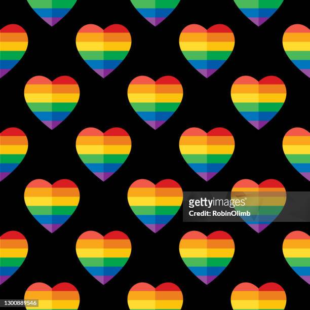 folded paper rainbow hearts seamless pattern - gay pride symbol stock illustrations