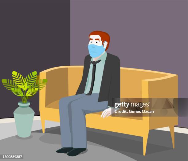 man waiting for job interview - unemployment during pandemic - dress code vector stock illustrations