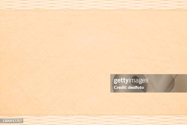 empty light pastel beige coloured thin bordered, textured effect grunge faded vector backgrounds with criss cross pattern design on top and bottom edges - matte background stock illustrations