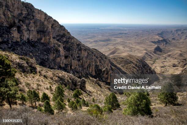 view from guadalupe peak in guadalupe mountains national park. - guadalupe mountains national park stock pictures, royalty-free photos & images