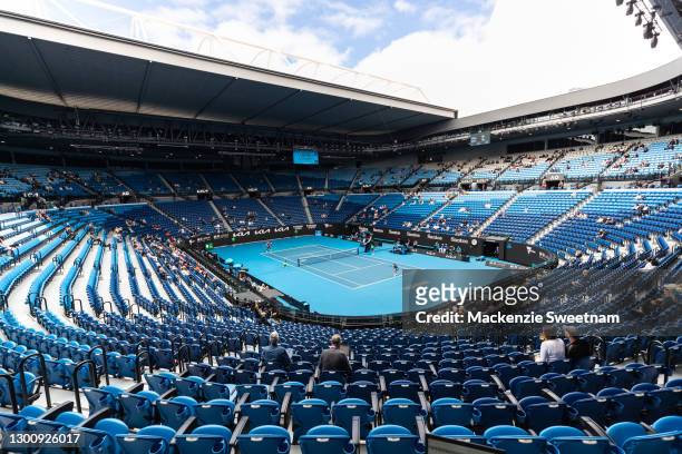 General view of Rod Laver Arena during Serena Williams versus Laura Siegemund on day one of the 2021 Australian Open at Melbourne Park on February...