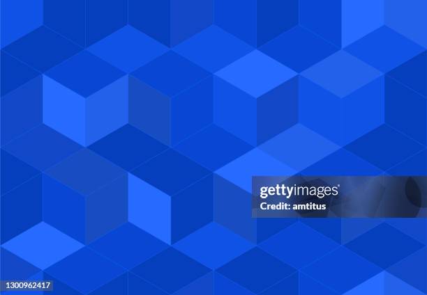 hexagon blue bg - cube stock illustrations