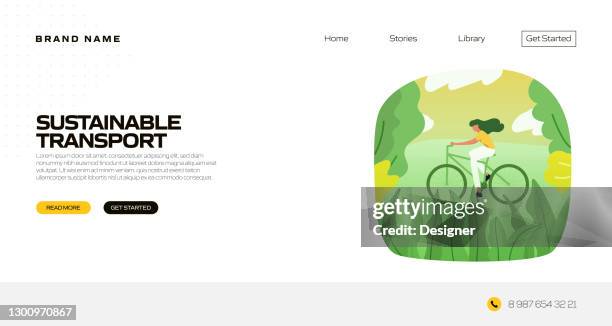 sustainable transport concept vector illustration for landing page template, website banner, advertisement and marketing material, online advertising, business presentation etc. - sustainable transportation stock illustrations