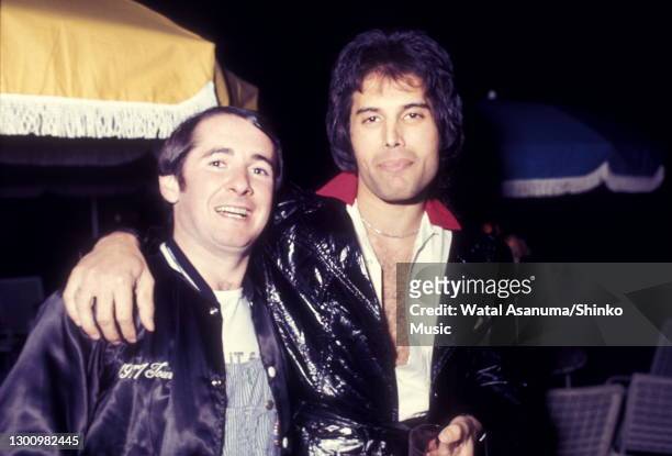 Queen at the after party for their the Earl's Court show, at a club in Holland Park, London, United Kingdom, 7th June 1977. Manager John Reid,...