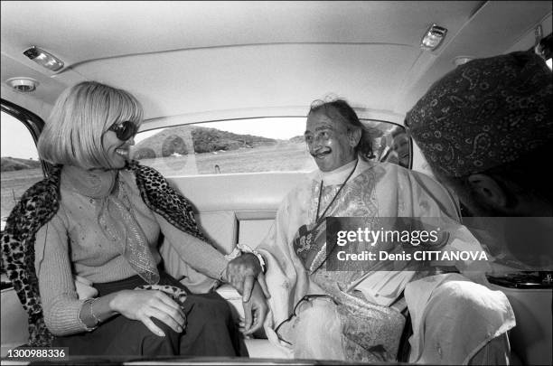 Amanda Lear and Salvador Dali in the Ernst Fuchs' Rolls Royce.