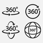 Set of 360 Icon. 360 degree view symbol. Vector illustration.