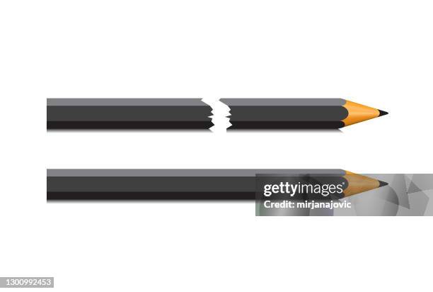 broken pencil - broken pencil white background stock illustrations