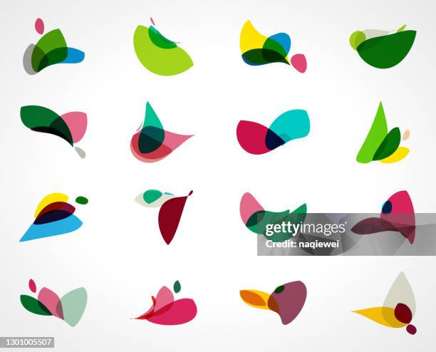 abstract colors twisted floral pattern icon collection for design - beauty logo stock illustrations