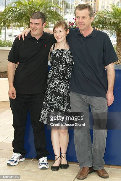 Samuel Boidin, Adelaide Leroux and Bruno Dumont during 2006 Cannes Film Festival - "Flandres" Photocall at Palais des Festival Terrace in Cannes,...