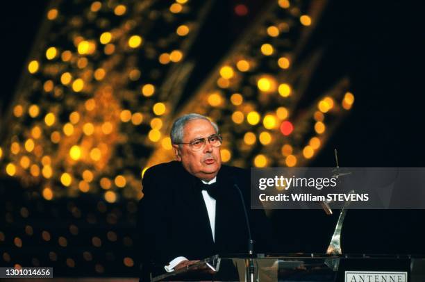 French television producer Armand Jammot at '7 D'or', the French TV awards ceremony. November 26, 1991.