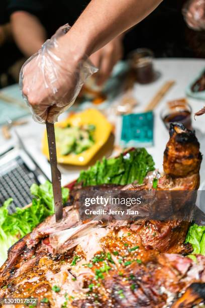 28 A Whole Lamb Roasting On Barbecue Grill Stock Photos, High-Res