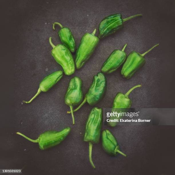 pimientos de padrón - jalapeno pepper stock pictures, royalty-free photos & images