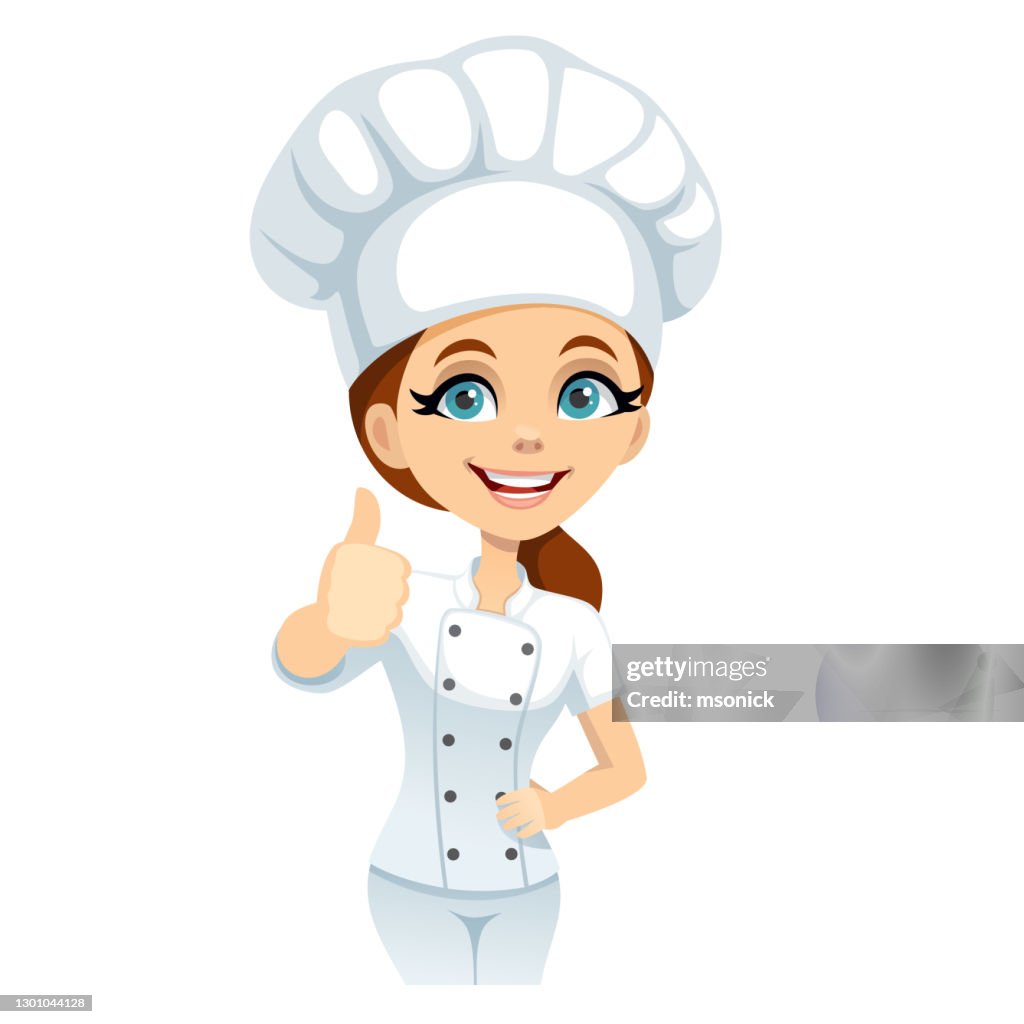 Gelukkige chef-kokvrouw