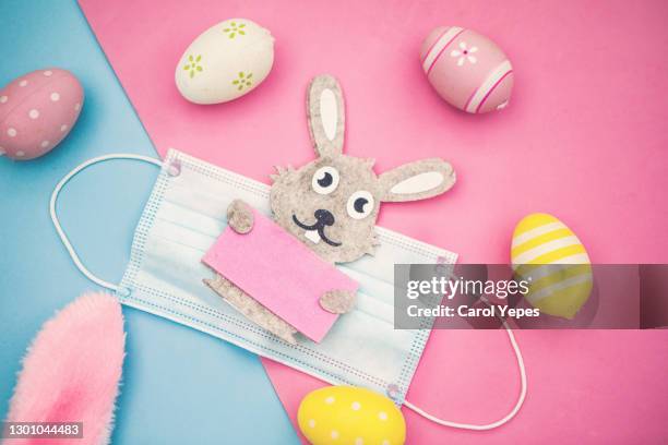 easter in quarantine concept - rabbit fever stock pictures, royalty-free photos & images
