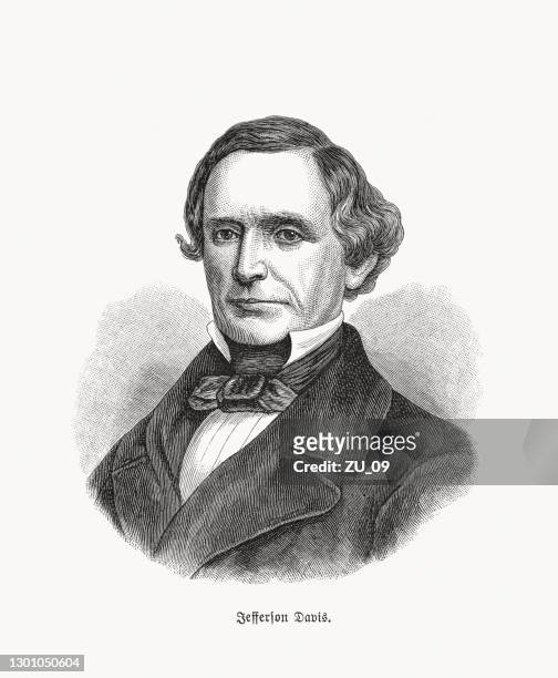 jefferson davis (1808-1889), only president of the confederate states (1861-1865) - csa stock illustrations