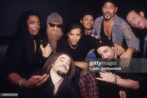 Rock band Nicklebag and friends top row: Bernard Fowler, Billy Gibbons, Stevie Salas, Ivan Neville, Carmine Rosas, Jimmy Wood, bottom row: Adam...