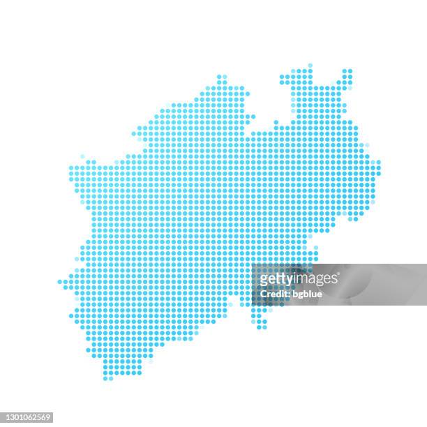 north rhine-westphalia map in blue dots on white background - north rhine westphalia stock illustrations