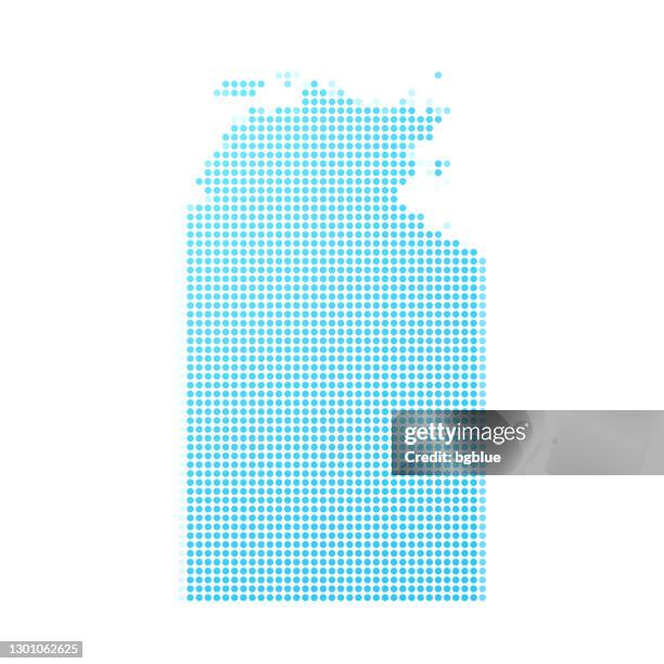 northern territory map in blue dots on white background - darwin stock illustrations