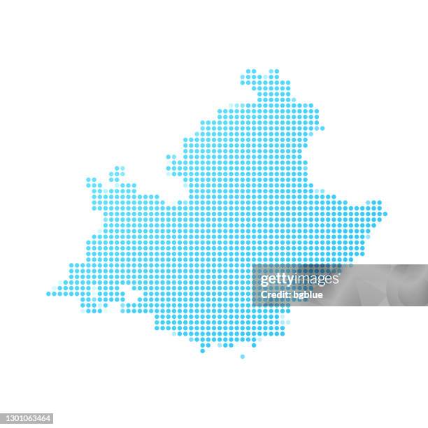 provence-alpes-cote d'azur map in blue dots on white background - provence alpes cote dazur stock illustrations