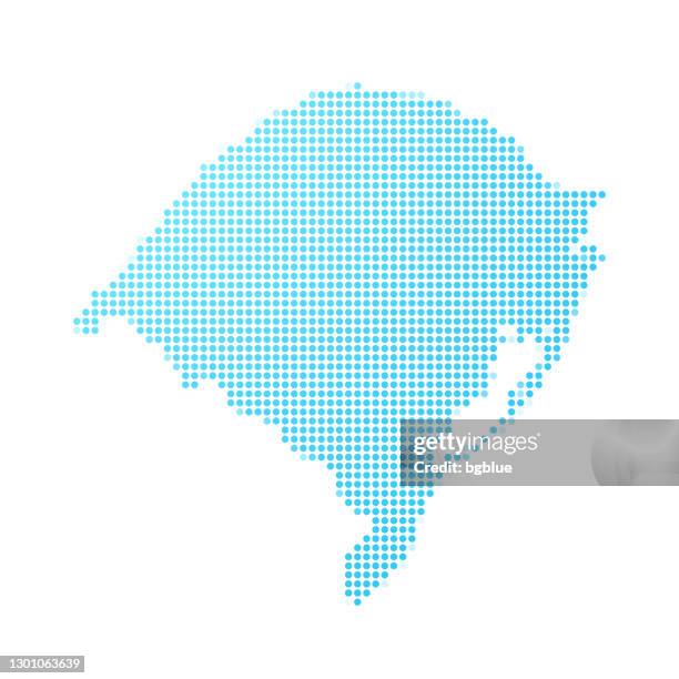 rio grande do sul map in blue dots on white background - rio grande do sul stock illustrations