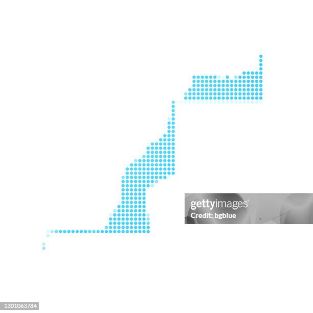 sahrawi arab democratic republic map in blue dots on white background - tifariti stock illustrations