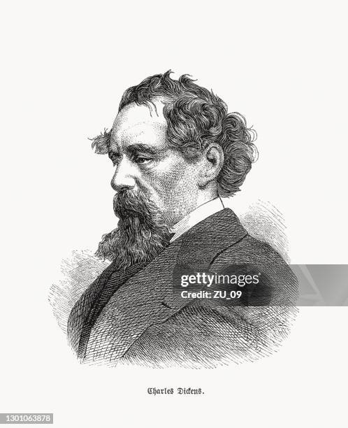 charles dickens (1812–1870), englischer schriftsteller - charles dickens stock-grafiken, -clipart, -cartoons und -symbole