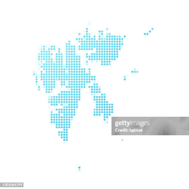 svalbard map in blue dots on white background - svalbard stock illustrations
