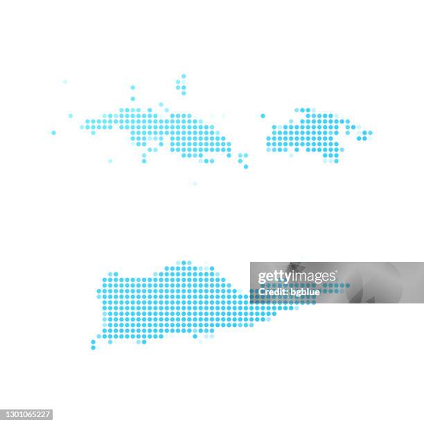 u.s. virgin islands map in blue dots on white background - saint thomas stock illustrations