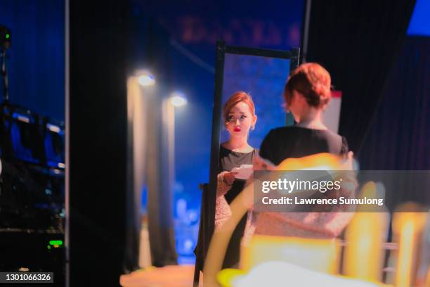 Human rights activist Yeonmi Park rehearses backstage before her talk at TED2019 - Bigger Than Us on April 19, 2019 in Vancouver, Canada.