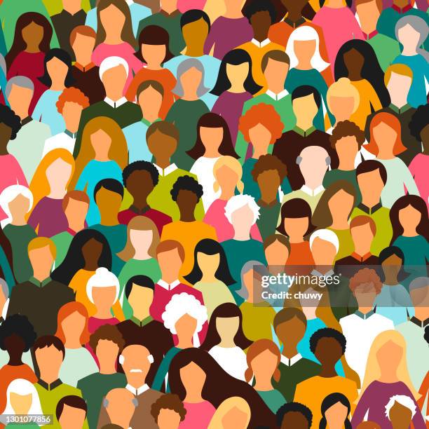 crowd of people nahtloses muster - menschenmenge stock-grafiken, -clipart, -cartoons und -symbole