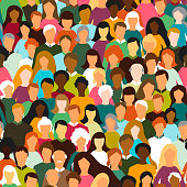 Crowd of people seamless pattern