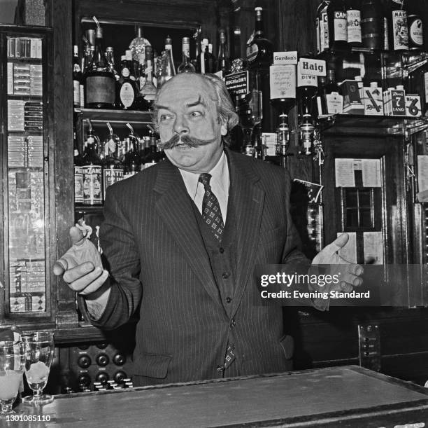 Gaston Berlemont, landlord of the French House pub on Dean Street, Soho, London, UK, 13th March 1973. He is the son of Victor Berlemont, who bought...