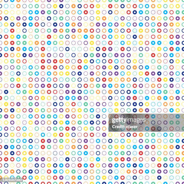multi colored rings in matrix pattern - big data white background stock illustrations