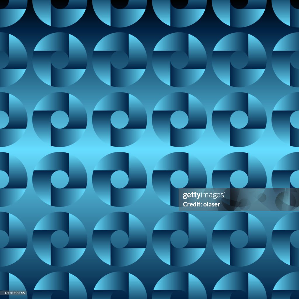 Metallic turquoise circular shapes with four segments