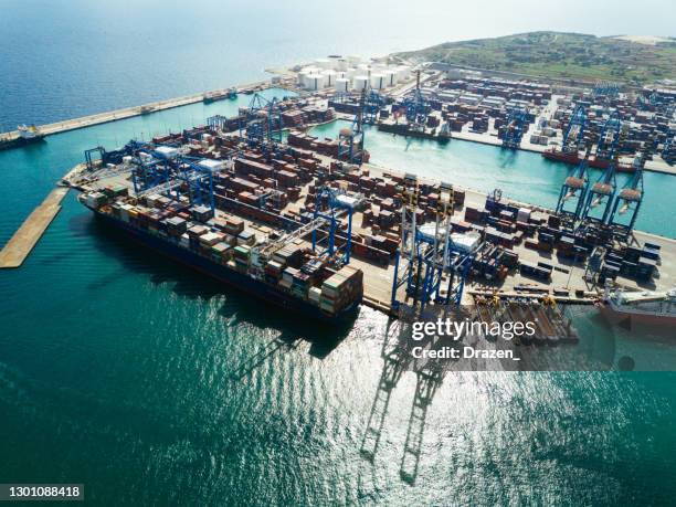 commercial dock - industry and economic development after covid-19 recession - malta business stock pictures, royalty-free photos & images