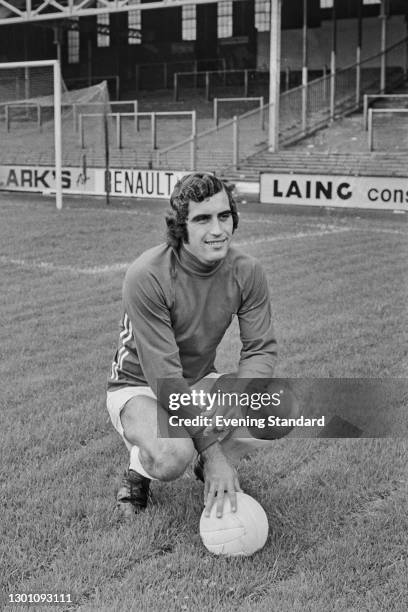 English footballer Peter Shilton of Leicester City FC, a League Division 1 team, at the start of the 1973-74 football season, UK, 8th August 1973.