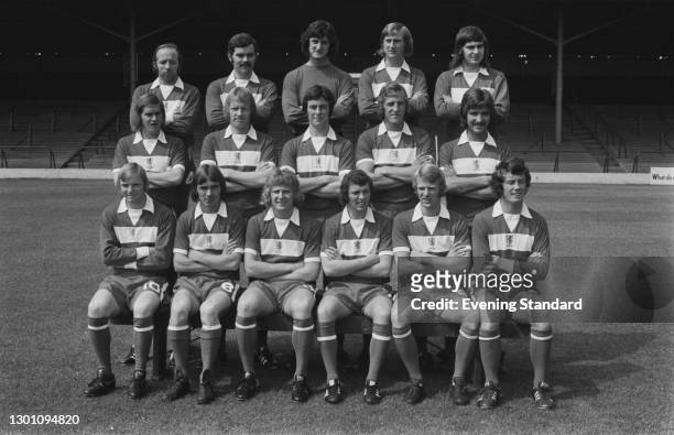 The players of Middlesbrough FC, a League Division 2 team at the start of the 1973-74 football season, UK, 30th July 1973. From left to right Nobby...