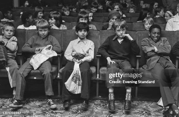 Children watching a movie at the Bankside Film Theatre in London, UK, 27th July 1973.