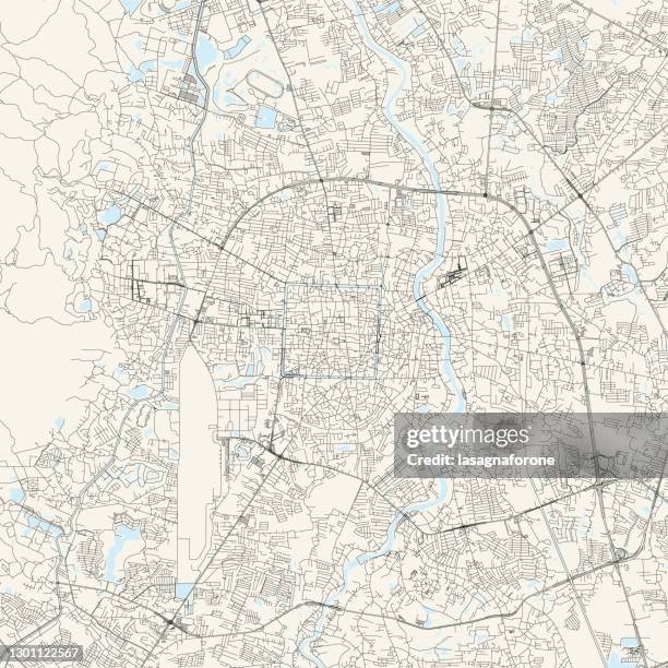 chiang mai, thailand vector map - wat phrathat doi suthep stock illustrations