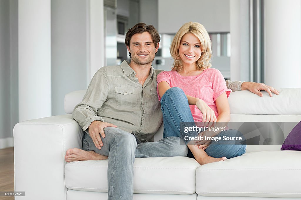 Couple on sofa, portrait