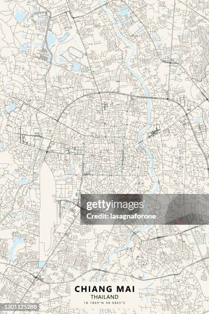 ilustrações de stock, clip art, desenhos animados e ícones de chiang mai, thailand vector map - cidade de chiang mai