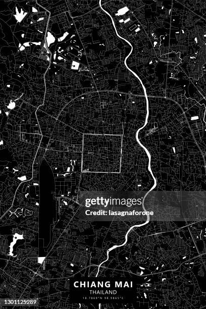 chiang mai, thailand vector map - wat phrathat doi suthep stock illustrations