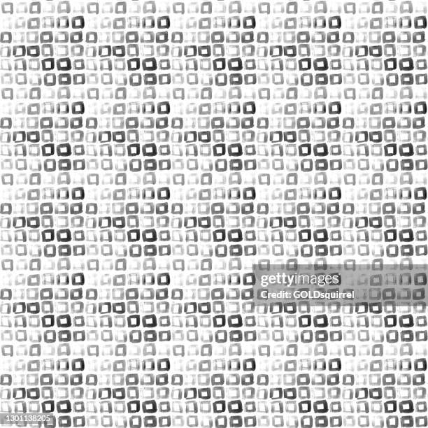 seamless abstract pattern design - vector background with small single isolated square objects isolated on white paper card - enlarged pixels small - regularly arranged windows - small angular holes - hand painted cells - crisscross pattern - colander stock illustrations