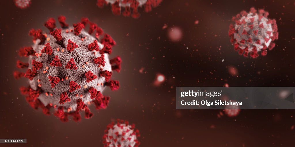 Virus in dark red background