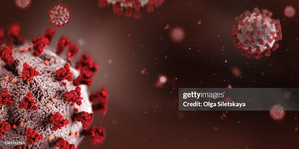Virus in dark red background